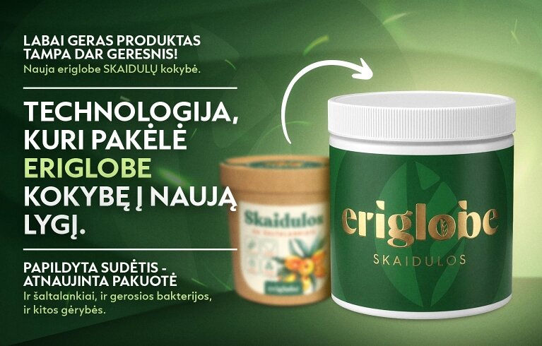 eriglobe SKAIDULOS žarnynui ir virškinimui su šaltalankiais ir probiotikais