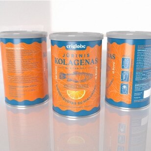 Jūrinis KOLAGENAS su hialuronu ir vitaminu C (apelsinų skonio maisto papildas)