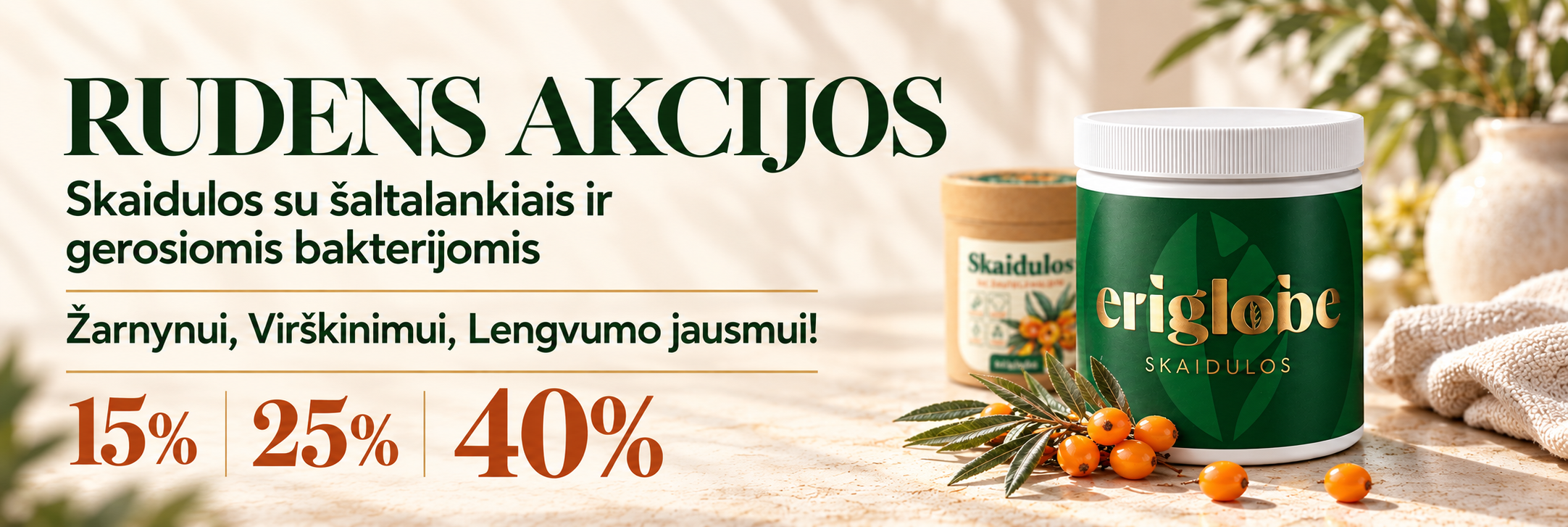 Eriglobe skaidulos žarnynui ir virškinimui  su šaltalankiais ir probiotikais